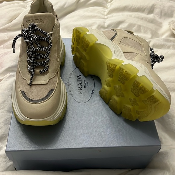 Prada Leather and Suede Sneakers beige - Picture 1 of 3